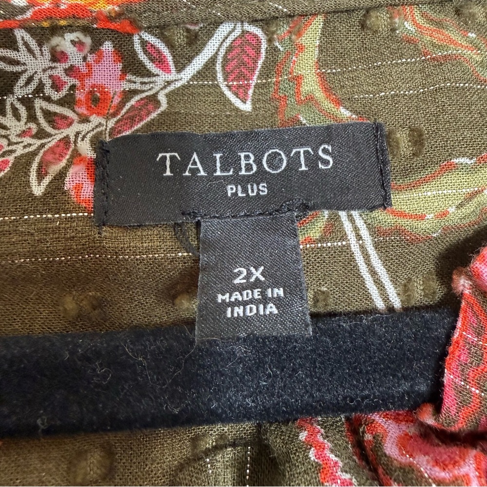 Talbots Ruffle Neck Button Close Long Sleeve Shir… - image 2